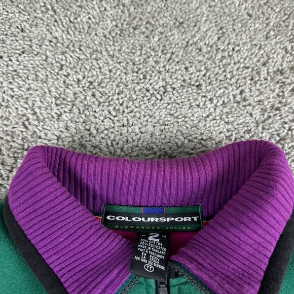 VTG Coloursport Sweatshirt Alexander Julian Colours Mens Medium Green Track Suit - Picture 4 of 12